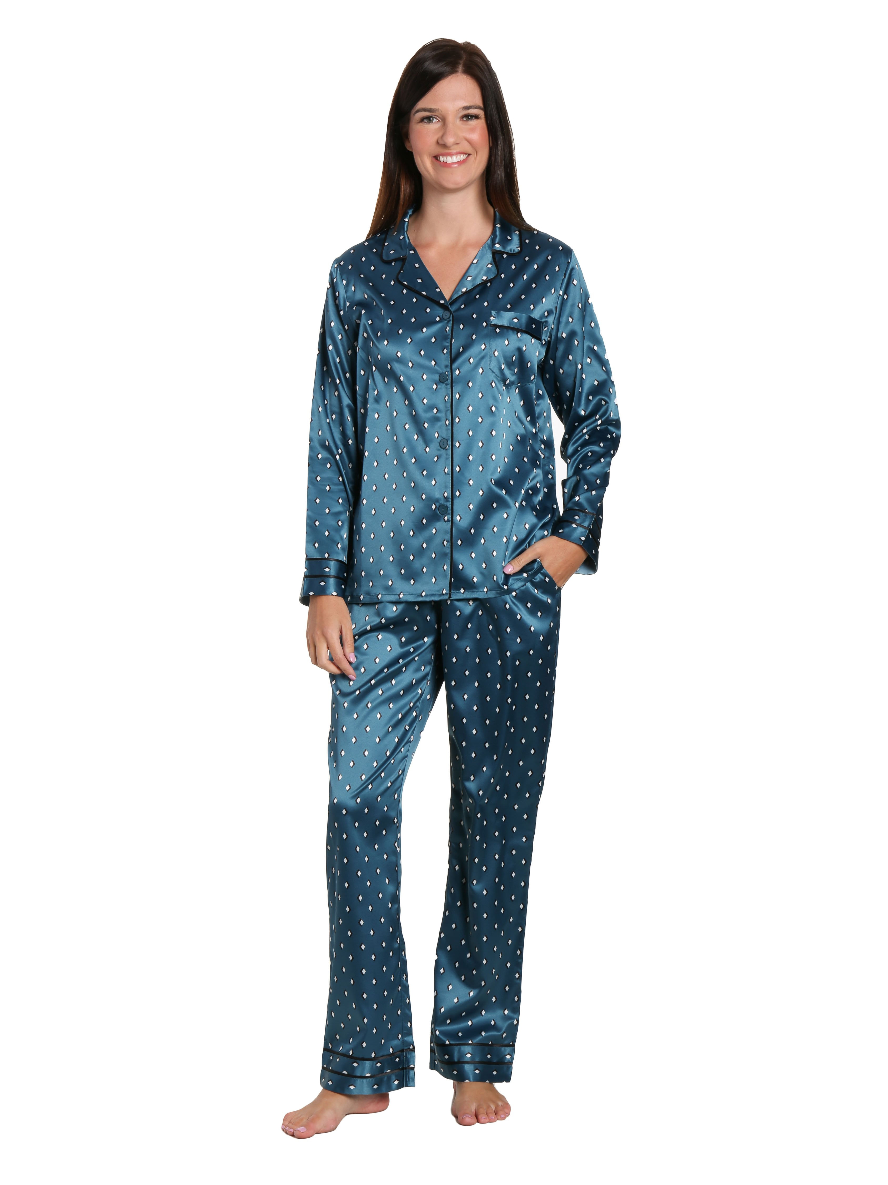 Joyspun Women's Satin Pajama Sleep Set, 2-Piece, Sizes Up To 3X ...