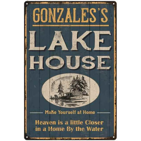 GONZALES'S Lake House Blue Cabin Home Decor 16 x 24 Matte Finish Metal 116240038110