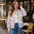thumbnail image 2 of DISNIMO Floral Printed Jackets for Women Trendy Sweatshirts Long Sleeve Outwear Fall Winter Clothes, S, 2 of 7