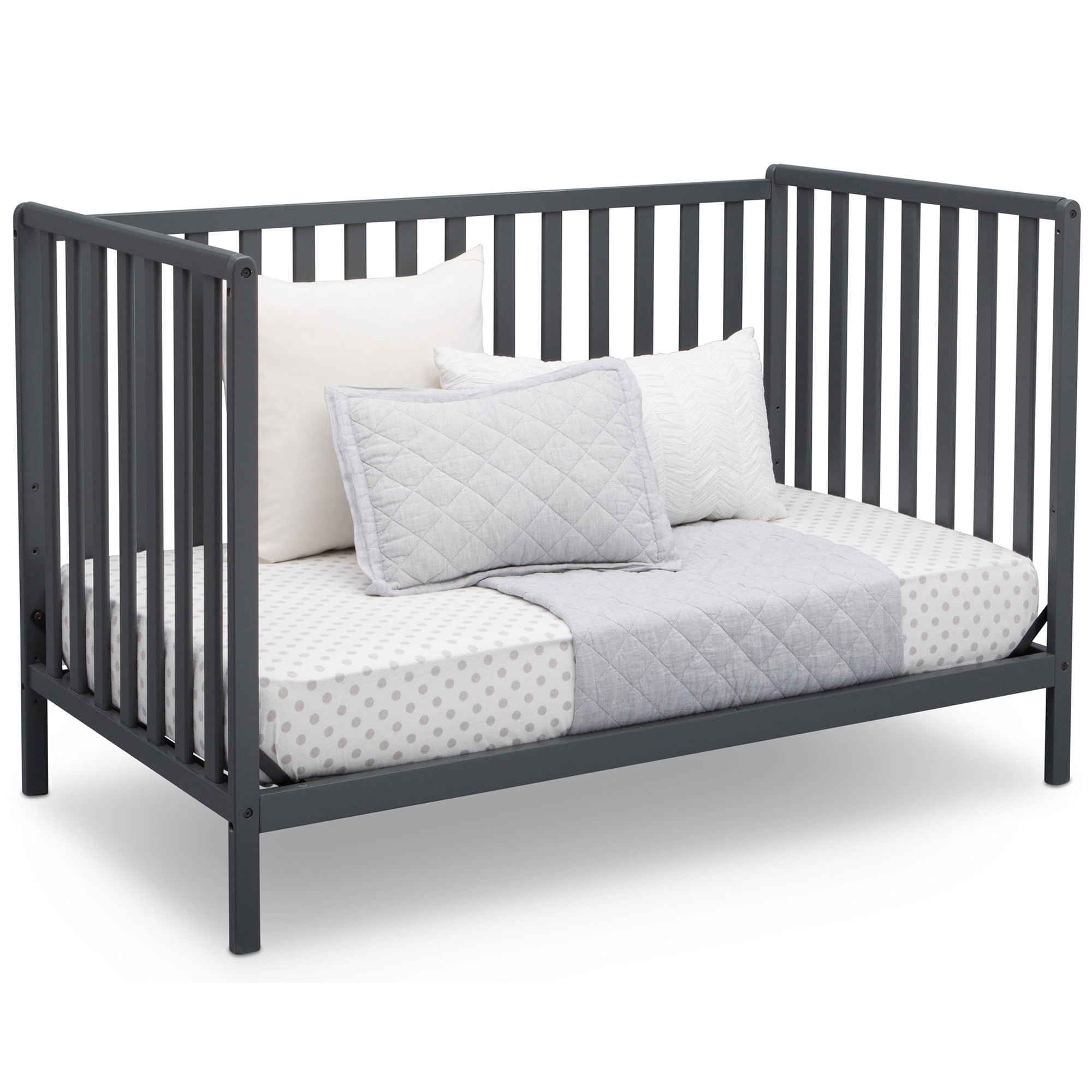 Delta Children Heartland 4-in-1 Convertible Baby Crib, Charcoal Gray
