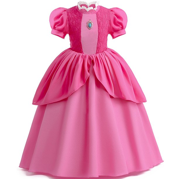 LXAA Peach Princess Dress Para Niña Disfraz Niños Cosplay Ropa De Encaje Rosa Rendimiento Cumpleaños Carnaval Fiesta Trajes 2-10T