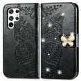 thumbnail image 3 of Samsung Galaxy S21 FE Wallet Case, Mantto Bling Butterfly Flower PU Leather Flip Phone Cover Credit Cards Slot Shockproof Protective Kickstand Case for Samsung Galaxy S21 FE, Black, 3 of 13