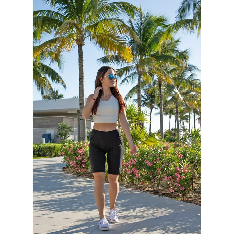 BALEAF Women's 10 Bermuda Long Shorts Running Athletic Shorts High Waisted  Casual Summer Knee Length Black Size M
