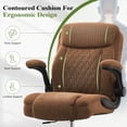 thumbnail image 3 of HYSpacerX Tall Drafting Office Chair, Ergonomic Faux Leather High Computer Chair with Adjustable Height & Flip-Up Armrest, Heavy Duty Counter Height Stool for Sit Stand Desk, Brown, 3 of 8