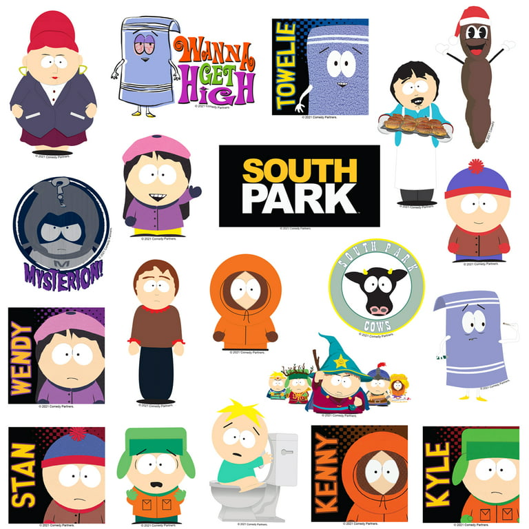 South Park Sticker Pack Die Cut Vinyl Large Delux Stickers Variety Pack -  Laptop, Water Bottle, Scrapbooking, Tablet, Skateboard, Indoor/Outdoor -  Set