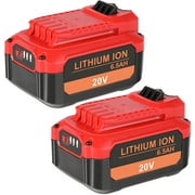 KUNLUN 20V 6.5Ah Replacement Lithium Ion Battery for Craftsman V20 CMCB202 CMCB204 CMCB209 Power Tools, 2 Pack
