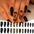 thumbnail image 5 of Halloween Press on Nails Black & Orange,Long Coffin Fake Nails Acrylic Glitter Dark Cats Pumpkins Glue on Nails,Reusable Autumn False Nails for Women Girls Holiday Manicure Daily Wear 24pcs, 5 of 9