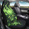 thumbnail image 4 of Uourmeti Front Car Seat Cover Stylish Polyester, Compatible with Car Interior, Fit for Anti-Fray Surface Auto, Green Skull, 4 of 6