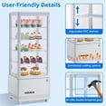 thumbnail image 4 of Countertop Refrigerator, 3.4 Cu.Ft. Pastry Display Case for Bakery with LED, Frost-Free, Sliding Door, Commercial Fridge Display Case for Cafe and Restaurant, 4-Tier Design, White, 4 of 6