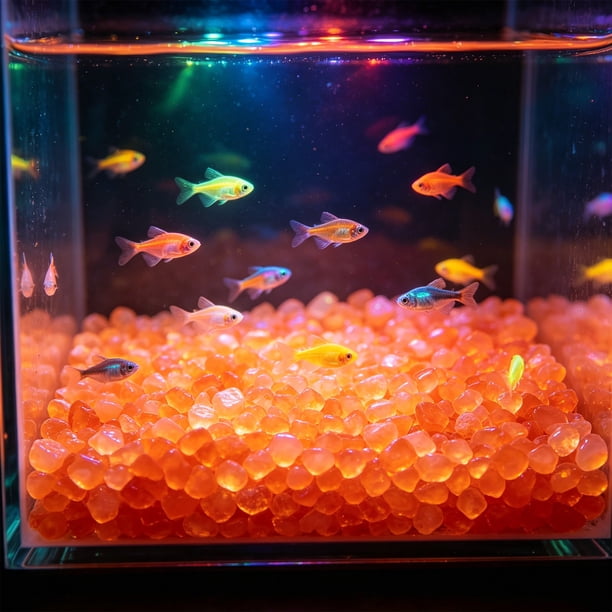 Pequeñas piedras romboidales que brillan en la oscuridad para sustrato de jardín y acuario: piedras fluorescentes luminosas para decoración nocturna, paisajismo acuático y detalles de caminos.