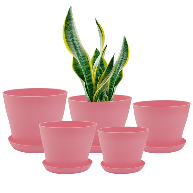 Macetas con agujeros de drenaje y bandeja, macetas decorativas para plantas de jardín de casa