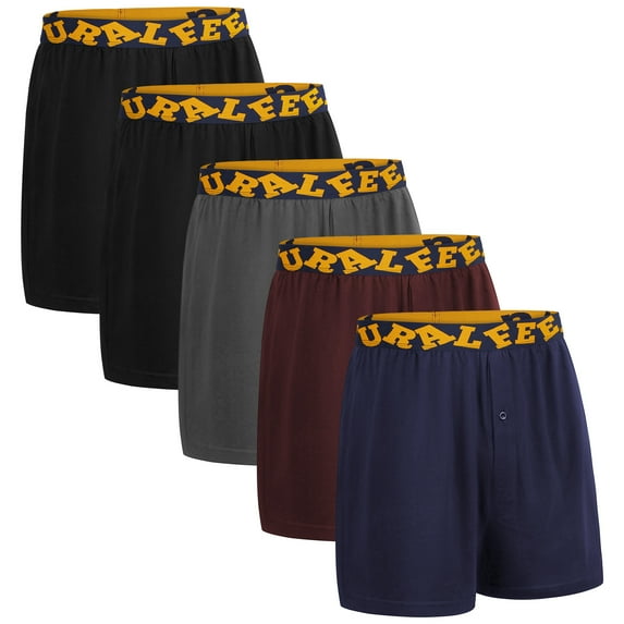 Natural Feelings Men's 5-Pack Cotton Knitted Comfort Loose Boxer Shorts Elastic Waistband Underwear