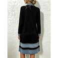 thumbnail image 2 of Women's Denim Print Shirt Dress, Collared Long Sleeve Midi Dress with Patchwork Detail, 2 of 6