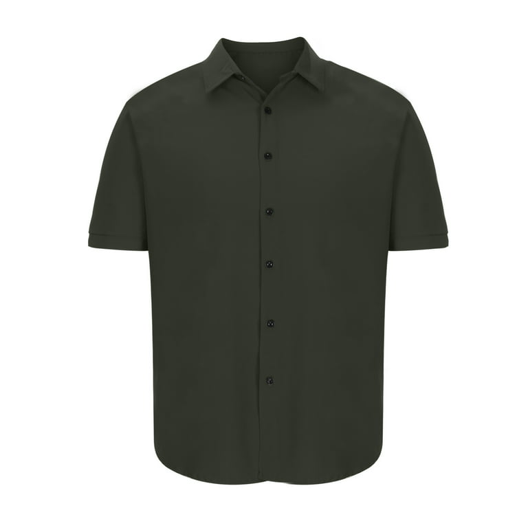 Young Mens Lapel Blouse Shirt Flash Deals SMihono Men Casual Solid Slim  Athletic Fit Turn-down Collar Button Short Sleeve Business Shirt Army Green  12
