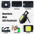 thumbnail image 5 of 2st Key ring flashlight mini LED flashlight small USB rechargeable portable work lamp 4 light modes, folding stand camping bottle opener, 5 of 5