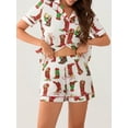 thumbnail image 2 of Christmas Pajama Set for Women Short Sleeve Tops + Elastic Waist Shorts Pjs Loungewear Set Holiday Sleepwear, 2 of 6
