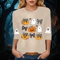 thumbnail image 5 of Godom Women's Halloween Pumpkin Shirts Casual 3/4 Sleeve Ghosts Graphic Tees Round Neck Fall Trendy Clothes, 5 of 6