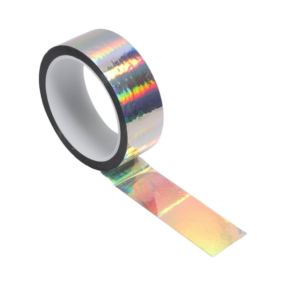 Unique Bargains 1 Roll Universal Air-Release Adhesive Pinstripe Tape Holographic Chrome Silver Tone 1.18"x164.04ft