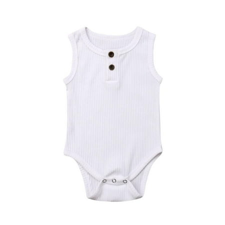 

Summer Newborn Infant Baby Boy Girl Sleeveless Cotton Romper Bodysuit One-piece