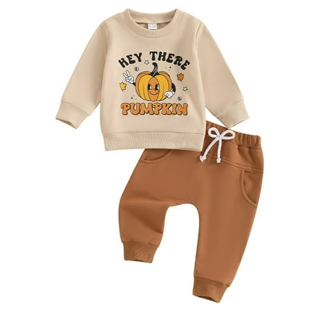 

Toddler Outfit Pumpkin Print Baby Boys Crew Neck Sweatshirt And Pants Set Fall Baby Clothes Toddler Winter Clothes Baby Long Sleeve Bodysuit Baby Girl Clearance Clothes