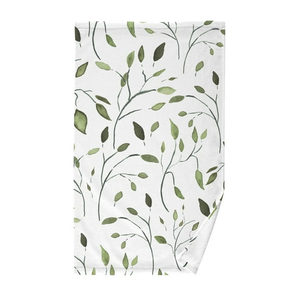 Green Leaves Cotton Face Towels Soft Hand Towel Absorbent Bathroom Towel for Kitchen Hotel Decoration