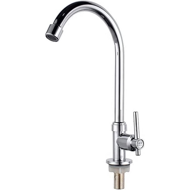 Grifo de cocina monomando, grifo mezclador de acero inoxidable, grifo de fregadero de arco alto, grifo de fregadero giratorio de 360°, para fregaderos de cocina (sin agua caliente)