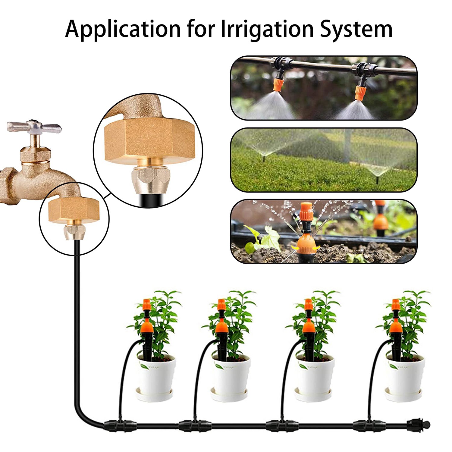 Garden Hose Adapter 3/4 Inch Female GHT to 1/4 Inch Irrigation Tubing Brass Faucet Connector