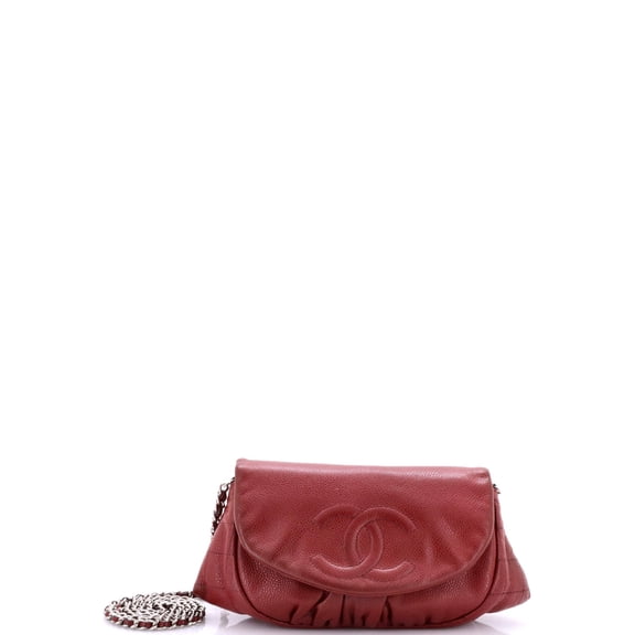 Pre-Owned Half Moon Wallet on Chain Caviar By Rebag