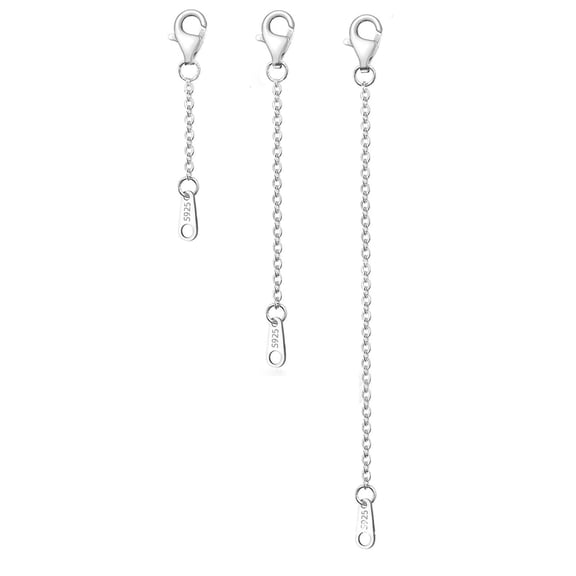 Designice 3 Pcs Necklace Extender S925 Sterling Necklace Extender Silver for Necklace Bracelet Anklet Extender Silver Chain for Jewelry Making
