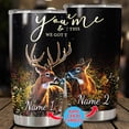 thumbnail image 2 of Personalized Deer Couple Tumbler Customized Name Deers Travel Gift For Couples On Valentines Day Christmas Anniversary Double Wall Insulated 20 30oz Stainless Steel Cup, 2 of 6