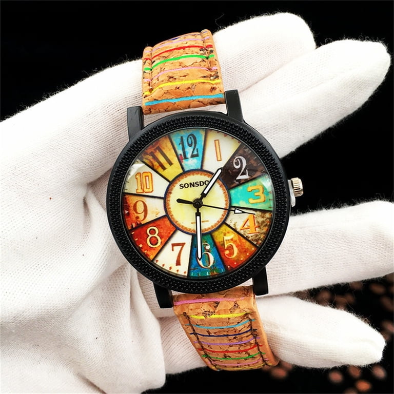 Vintage Quartz Watches For Women with Multicolour Rainbow  display picture 1