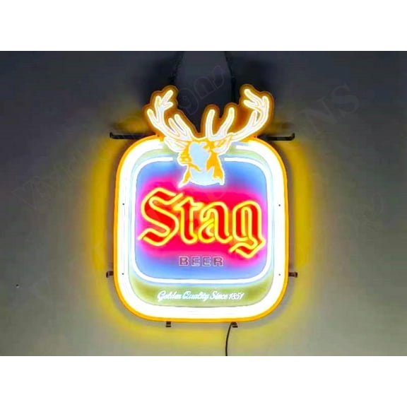 Queen Sense 24"x18" Stag Beer Golden Quality LED Sign Light Neon Signs With Dimmer Party Home Wall Decor Lights W124SBD1851VVD-XLED