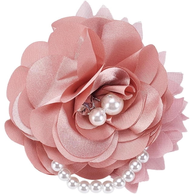Broche elegante de flor de peonía, broches de flores de poliéster, prendedores de solapa de perla