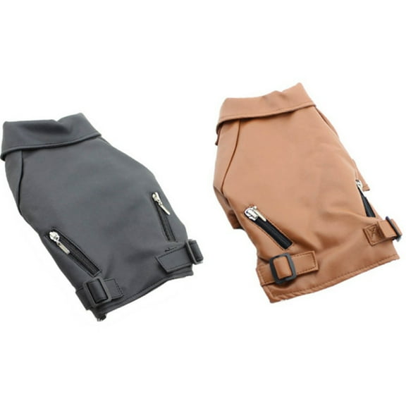 MUSEYA Winter Coat For Dogs Jacket Black Pu Leather 1Pcs Xl 11.8In