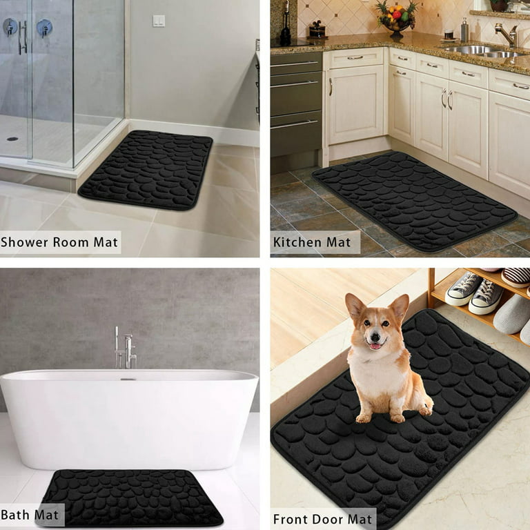 Color&Geometry Black Bathroom Rugs- Non Slip, Absorbent, Thick, Soft,  Washable Bath Mat, 20x32 Small Bath Rug Bath Mats for Bathroom Floor,  Shower