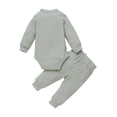 thumbnail image 2 of Qiylii Baby Girls Solid Color Outfitt,Long Sleeve Romper+Elastic Waist Pants, 2 of 7