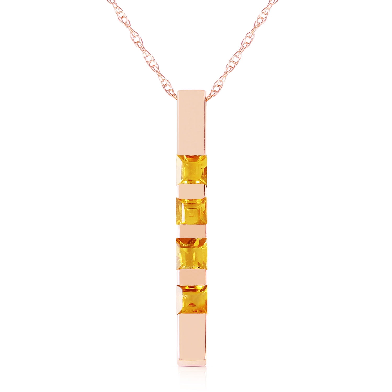 Galaxy Gold 14k Solid Rose Gold Necklace Bar with 0.35 Carat Natural Ruby 
