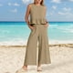thumbnail image 3 of Conjunto de dos piezas para mujer: top corto sin mangas con volantes y pantalones anchos, cintura elástica, bolsillos, conjunto informal de verano, 3 of 7