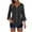 A_ Black, variant on Women's Summer Boho Polka Dot 3/4 Sleeve Blouse, V-Neck Button Front Ruffle Hem Loose Lightweight Casual Shirt Orange XXL