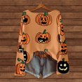thumbnail image 2 of JUjie Pumpkin Sweatshirt for Women Round Neck Novelty Halloween Pullover Casual Fall Daily Halloween Tops Z14 Orange L, 2 of 4
