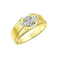thumbnail image 3 of RYLOS Men's Rings Yellow Gold Plated Silver Classic 7X5MM Oval Gemstone & Diamond Ring White Topaz April Birthstone Rings For Men, Silver Rings, Size 8, 3 of 7