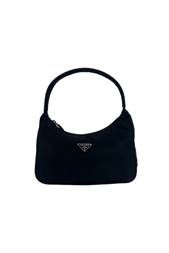 Pre-Owned PRADA Prada Triangle Logo Plate Hardware Tessuto Nylon Mini Handbag Pouch Black 15982