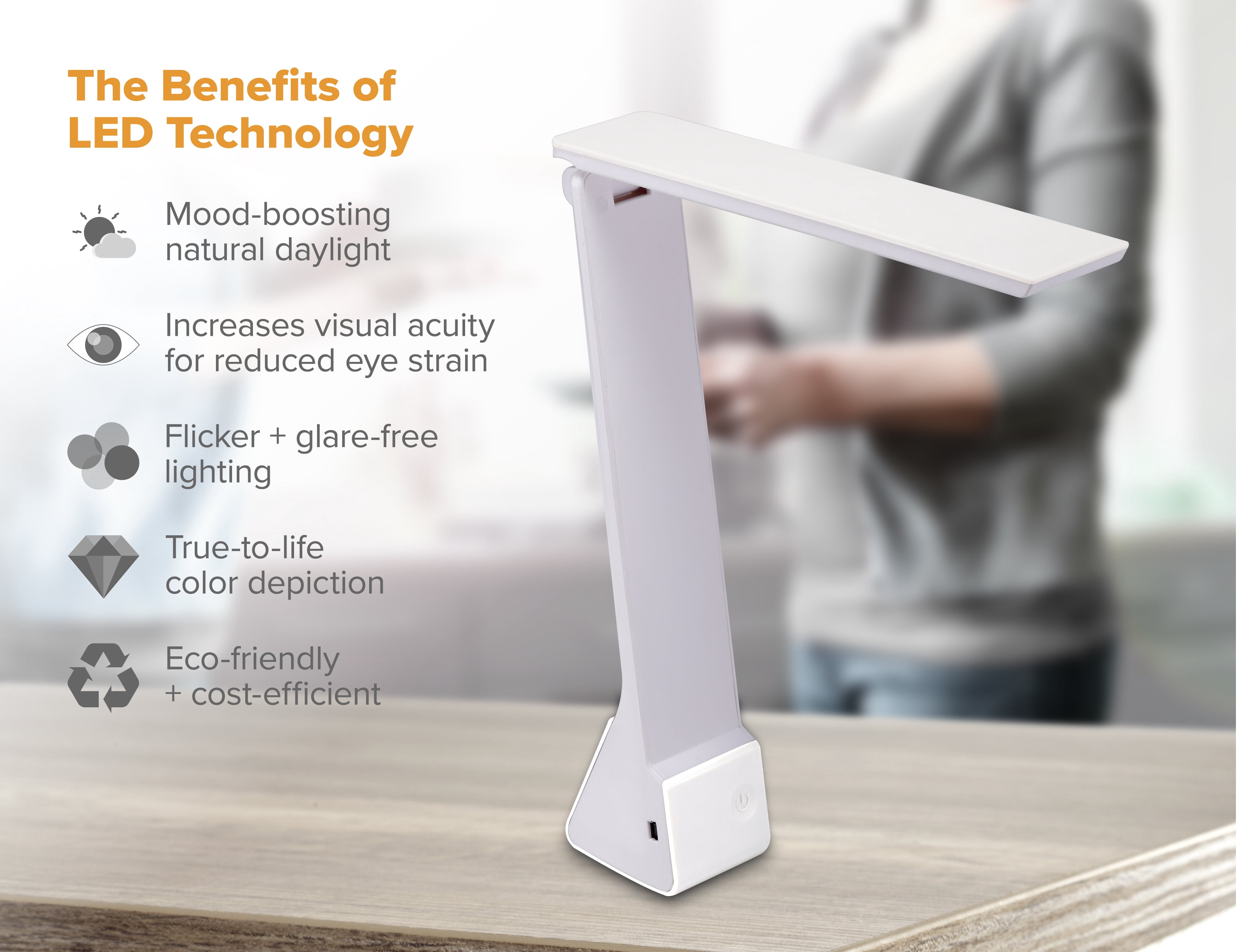 Bostitch Rechargeable Battery Led Desk Lamp, 3 Color Temperatures, Flip Open, White (KT-VLED1810-WHITE)