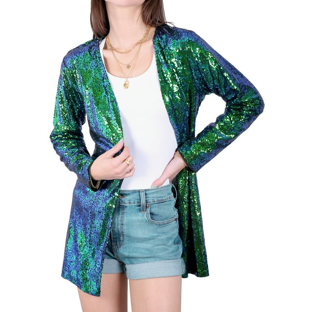 Veste à Sequins pour Femmes, Blazer Ouvert, Cardigan de Fête Cocktail