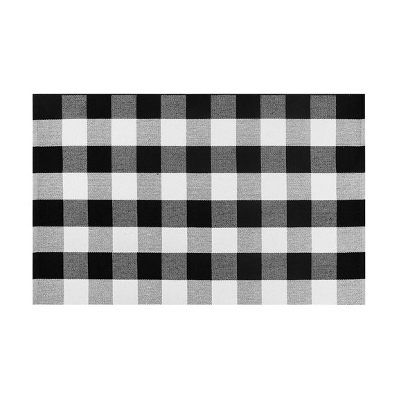Black and White Buffalo Check Rug, 15.7 x 23.6 Inch Velvet for Entryway, Bedroom, Living Room and Playroom
