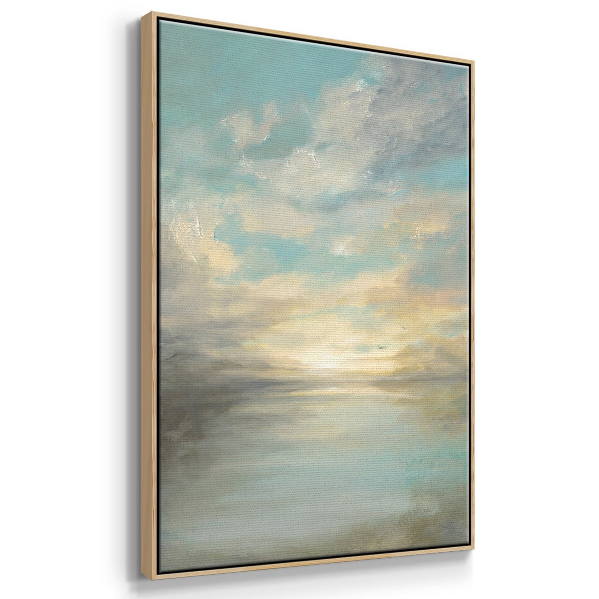 Morning Glory Framed Premium Gallery Wrapped Canvas - Ready to Hang - 17 x 25 - Natural Wood Floating Frame