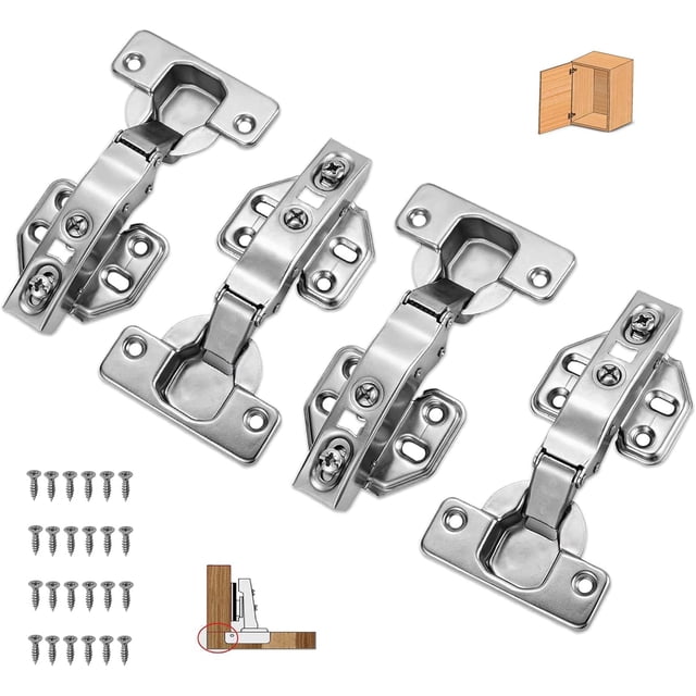 Bisagra de puerta de armario de 4 piezas. Bisagra invisible de 90 grados. Cobertura total. Bisagras de cierre suave para gabinetes de cocina 110 * 64 mm
