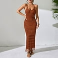 thumbnail image 5 of Women's Crochet Maxi Beach Cover-Up Dress - Spaghetti Strap Fringe Hem Suspender Resort Wear Summer 2025,Size XL, 5 of 5