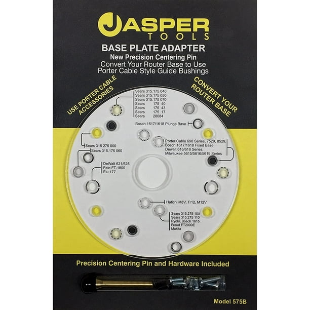 M 575B Router Base Plate Adaptor, A precision Centering Pin is included