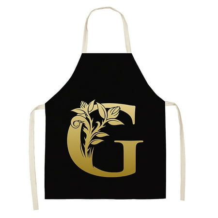 

Meizhencang Golden Letter Alphabet Pattern Kitchen Apron Sleeveless Cooking Cleaning Tools